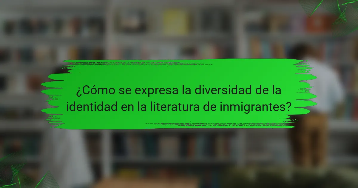 ¿Cómo se expresa la diversidad de la identidad en la literatura de inmigrantes?